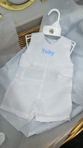 White stripe playsuit. Free personalisation