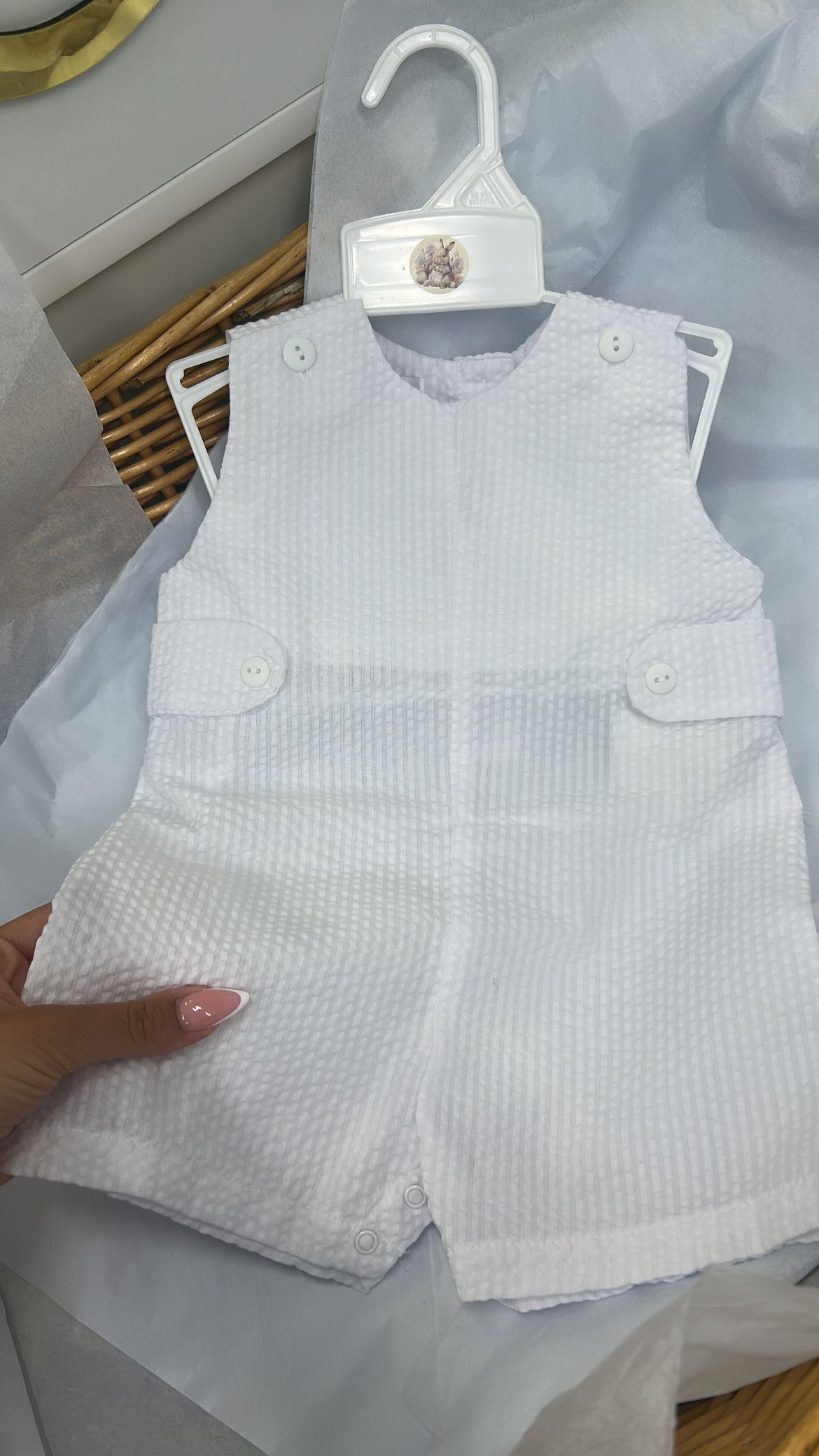 White stripe playsuit. Free personalisation