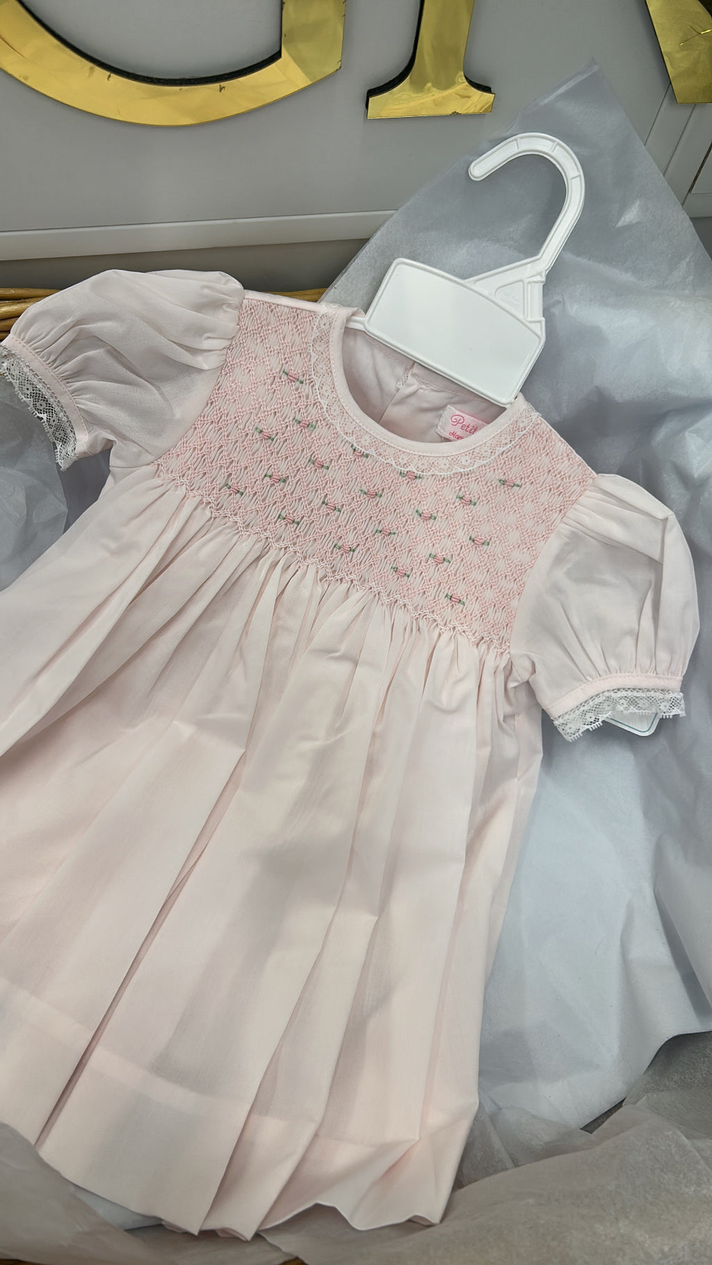 Pink smocked dress