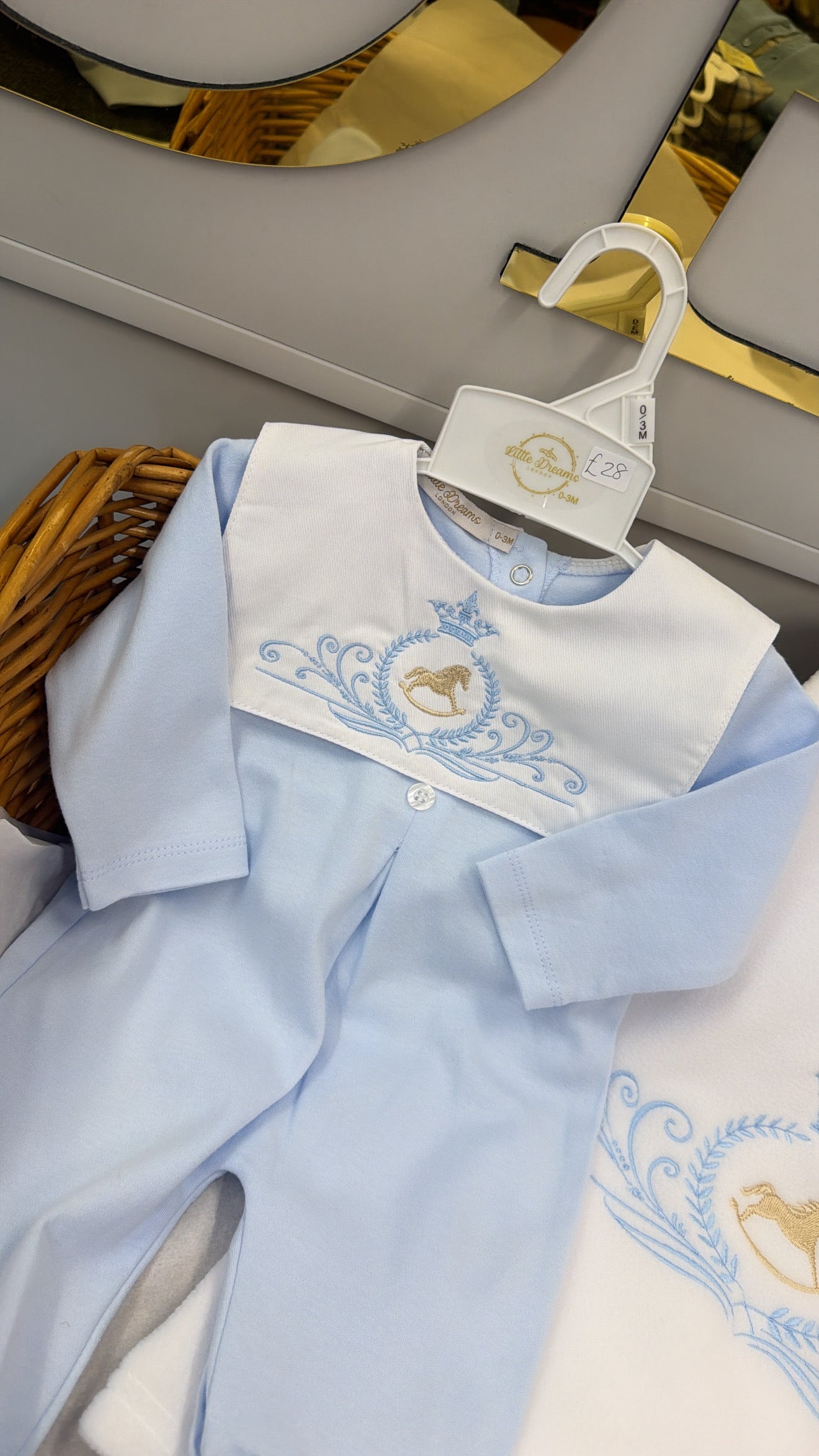 Baby blue horse babygrow (blanket sold separately)