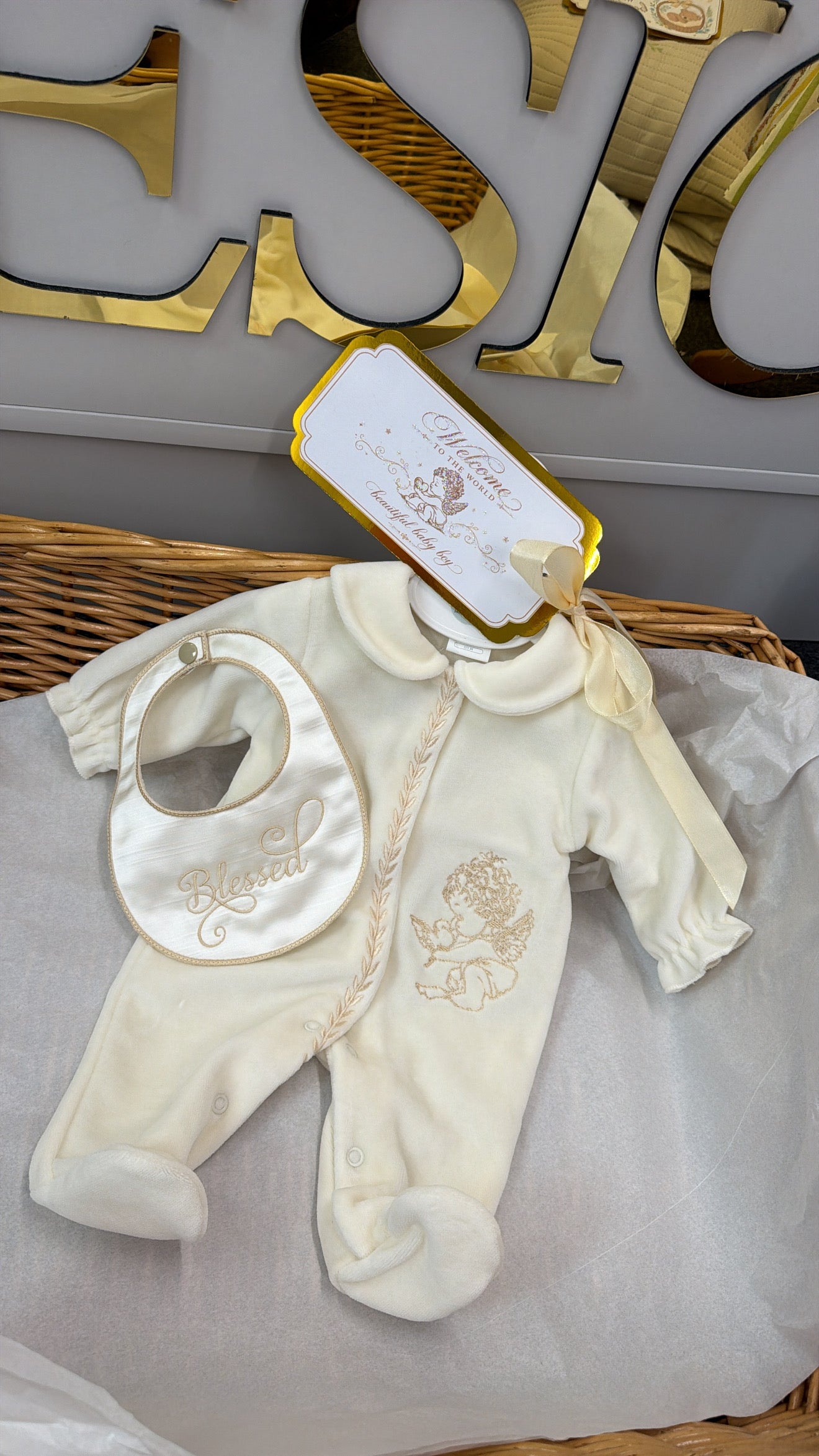 Blessed baby-grow bib &arrival Tag