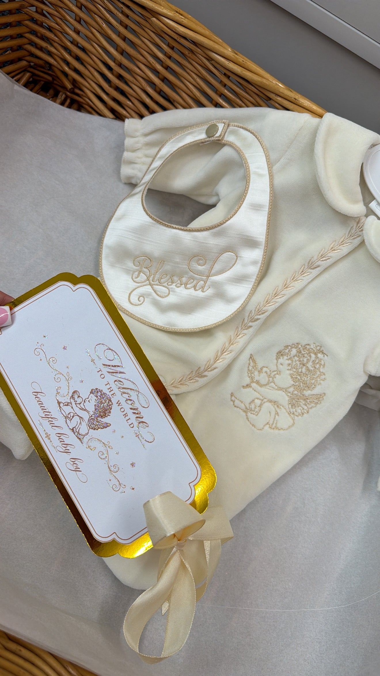 Blessed baby-grow bib &arrival Tag