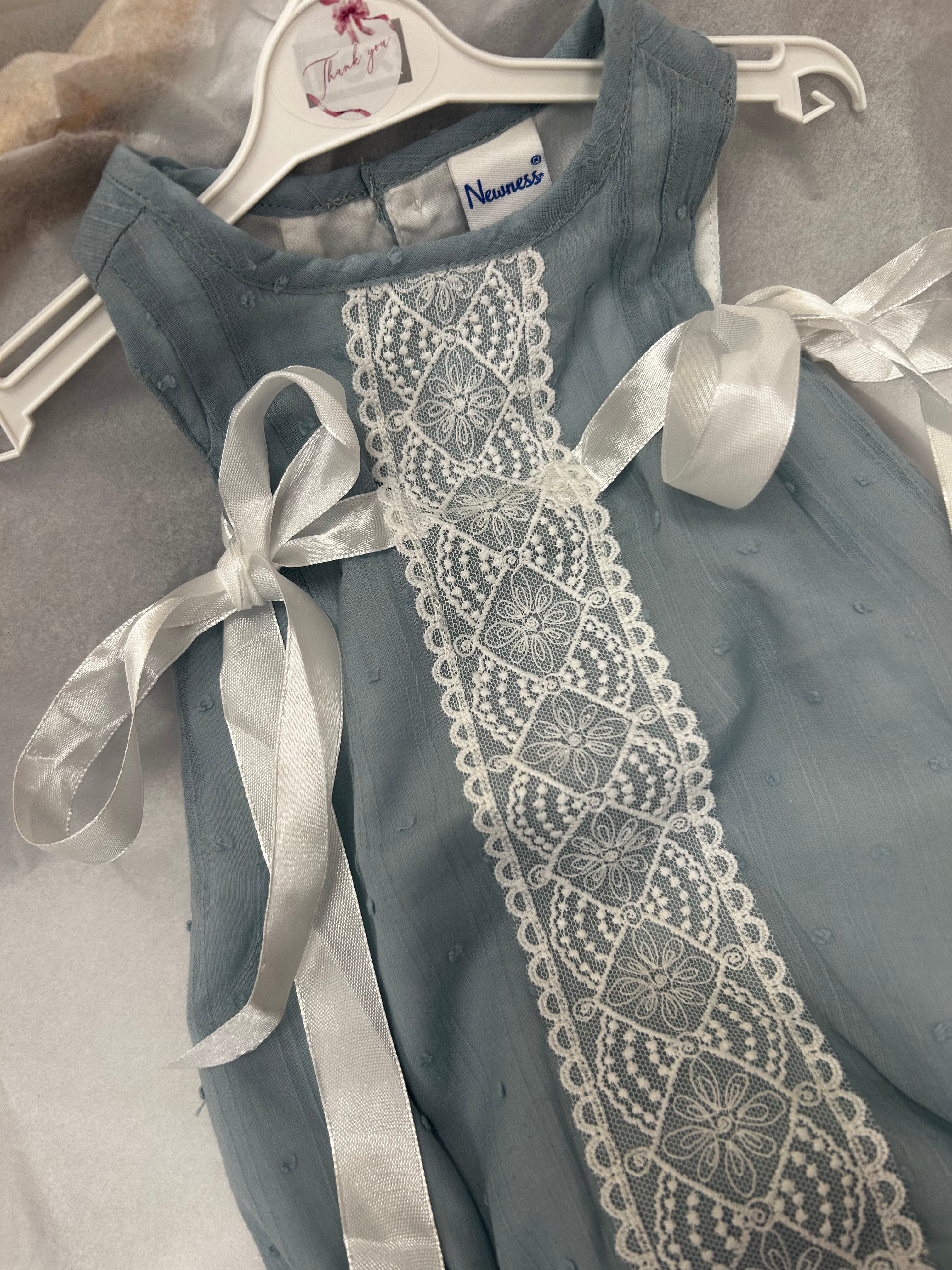 Dusky blue lace romper