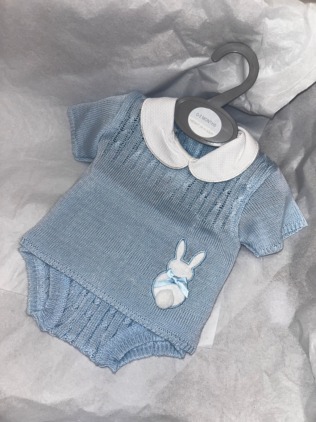 Blue bunny knit pant set