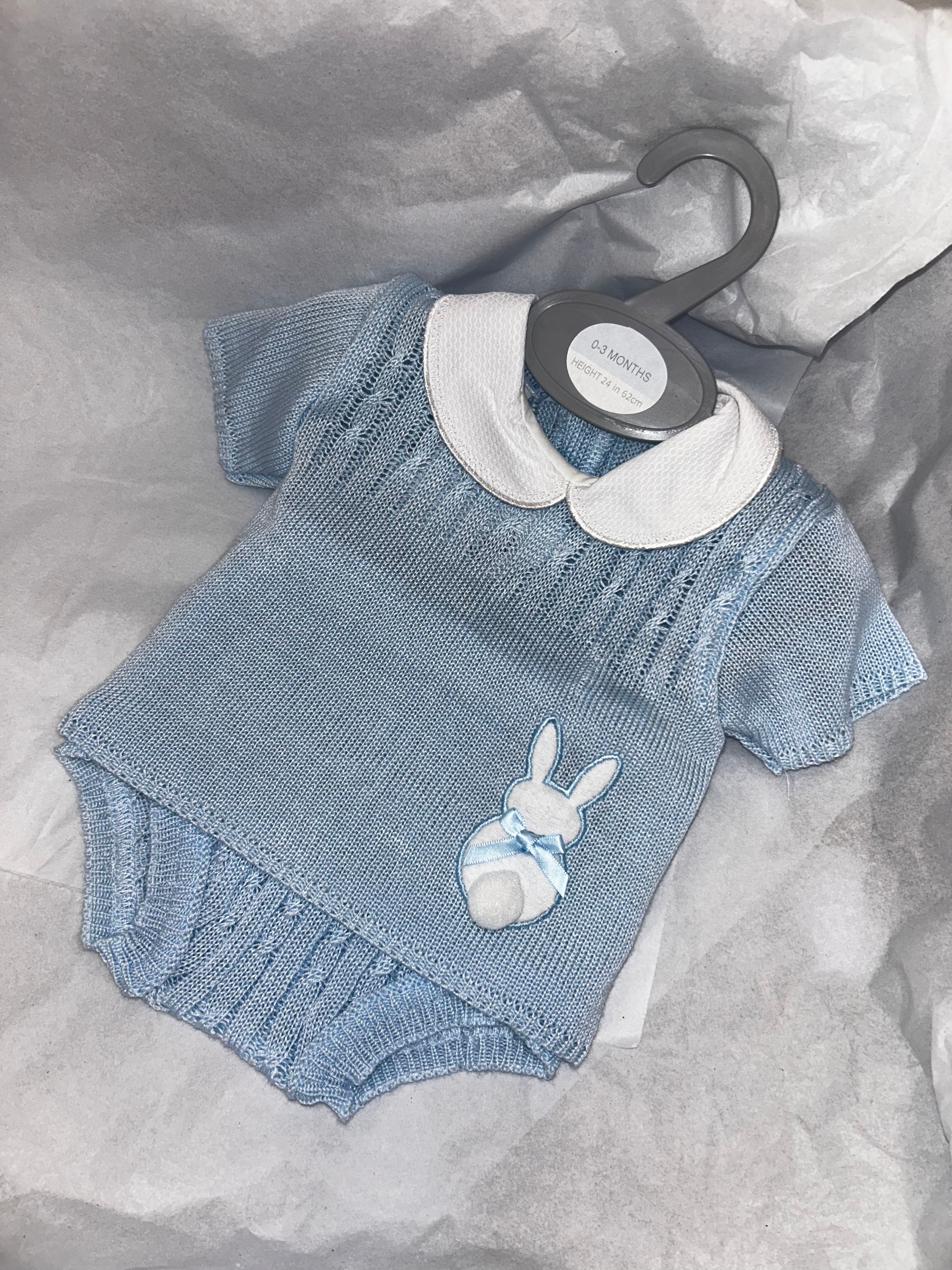 Blue bunny knit pant set