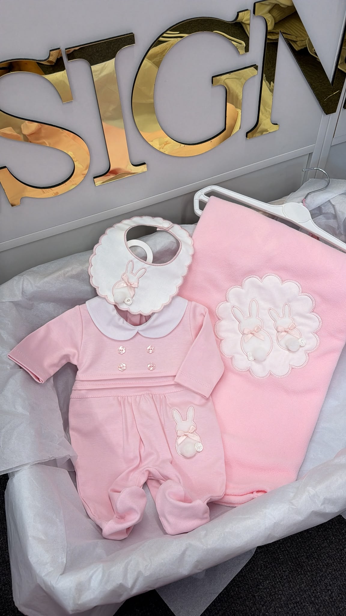 Pink bunny fleece blanket only