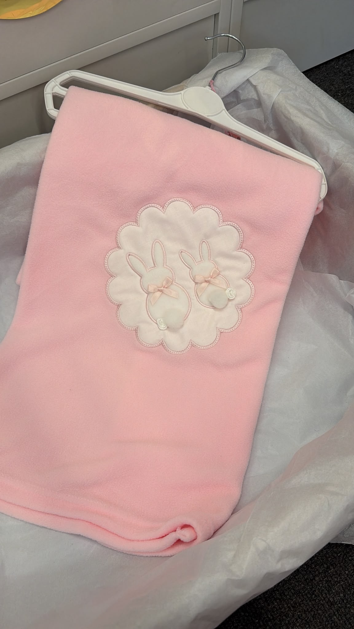 Pink bunny fleece blanket only