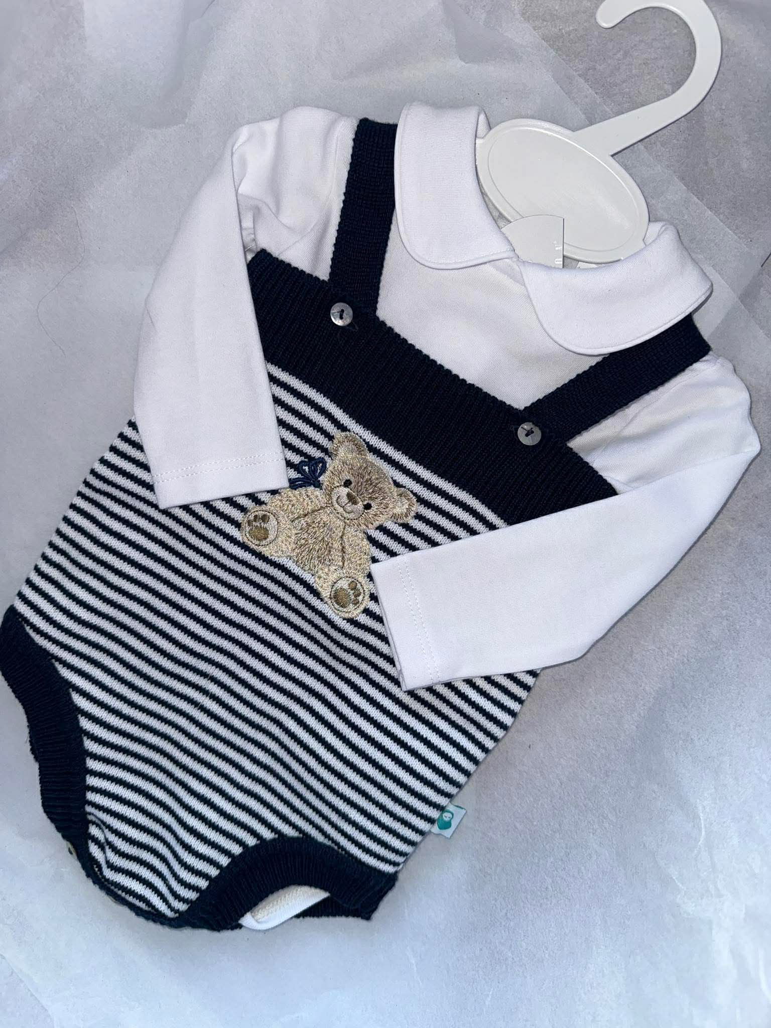 Navy bear romper