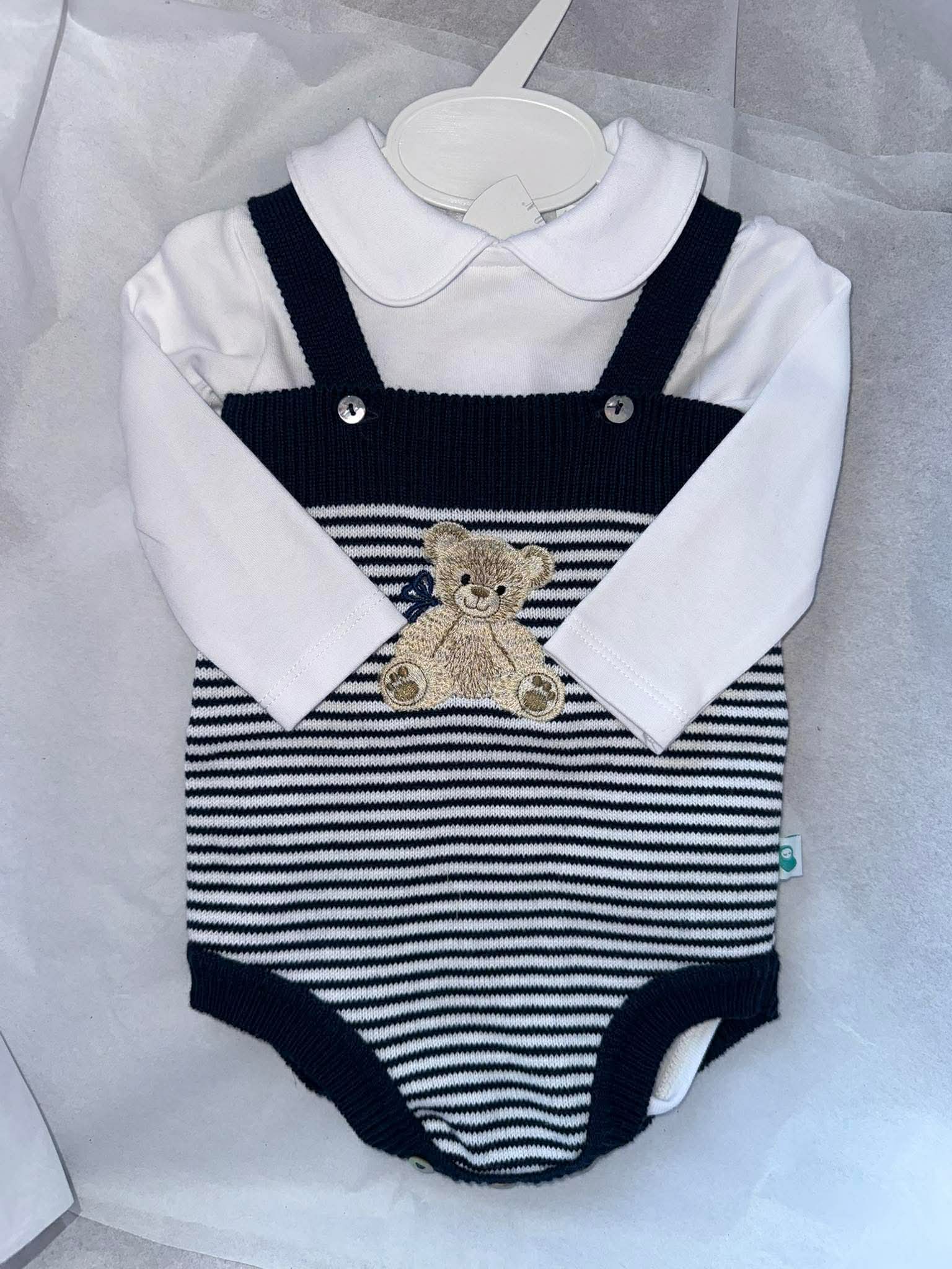 Navy bear romper