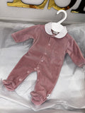 Pink velour babygrow