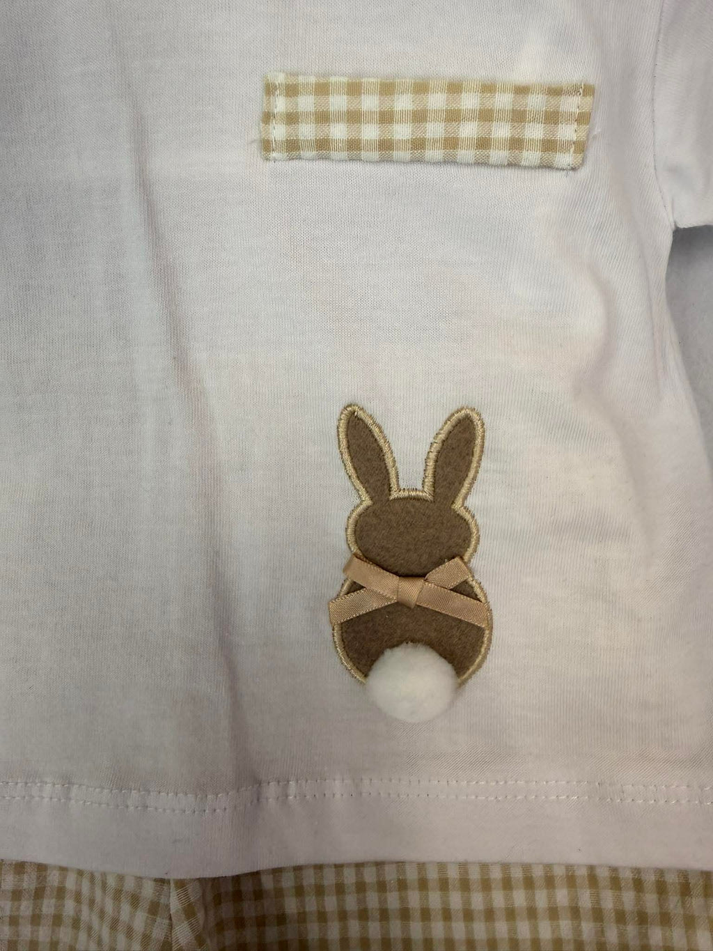 Beige gingham t-shirt & shorts set