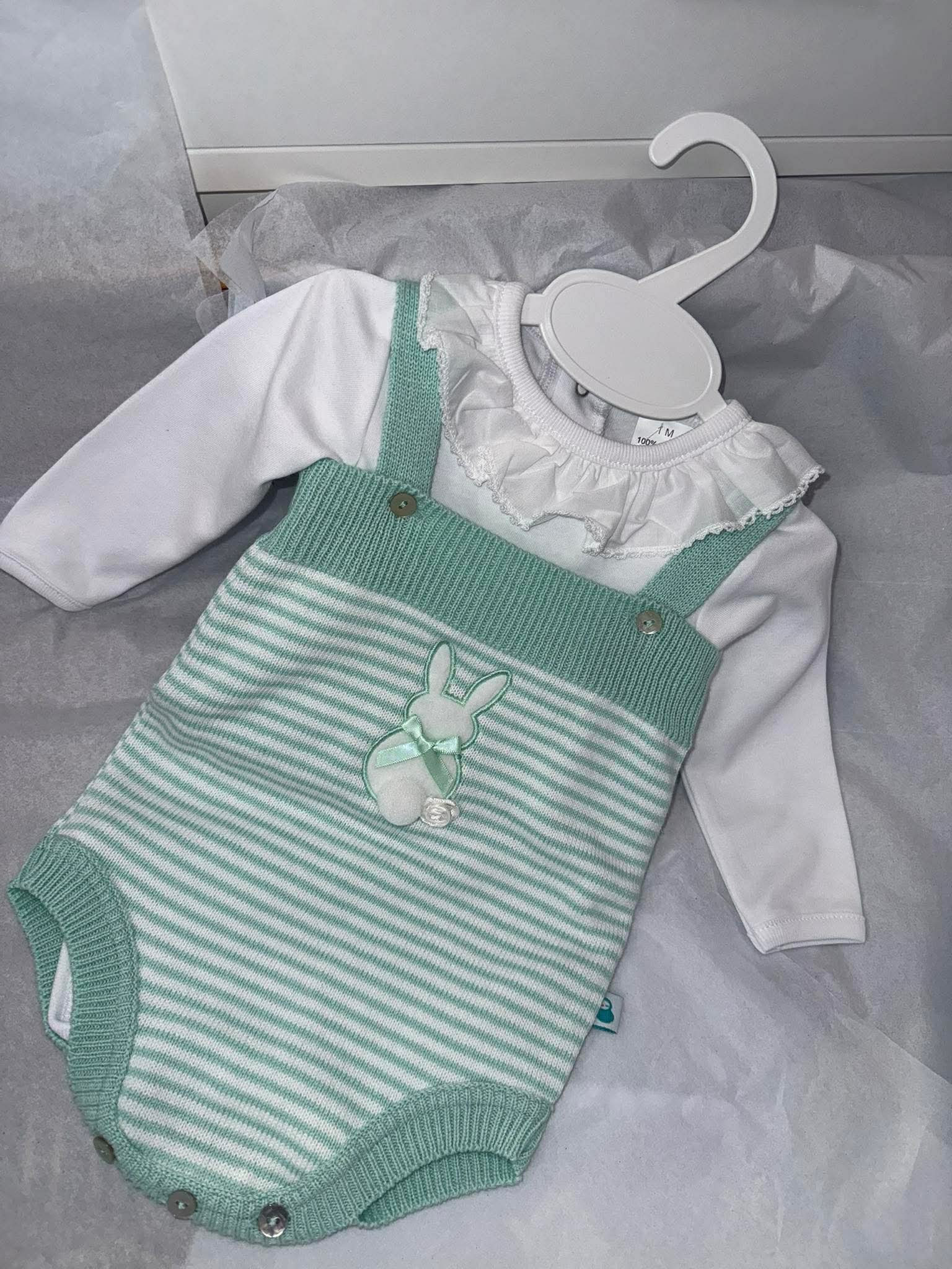 Girls Mint green bunny romper