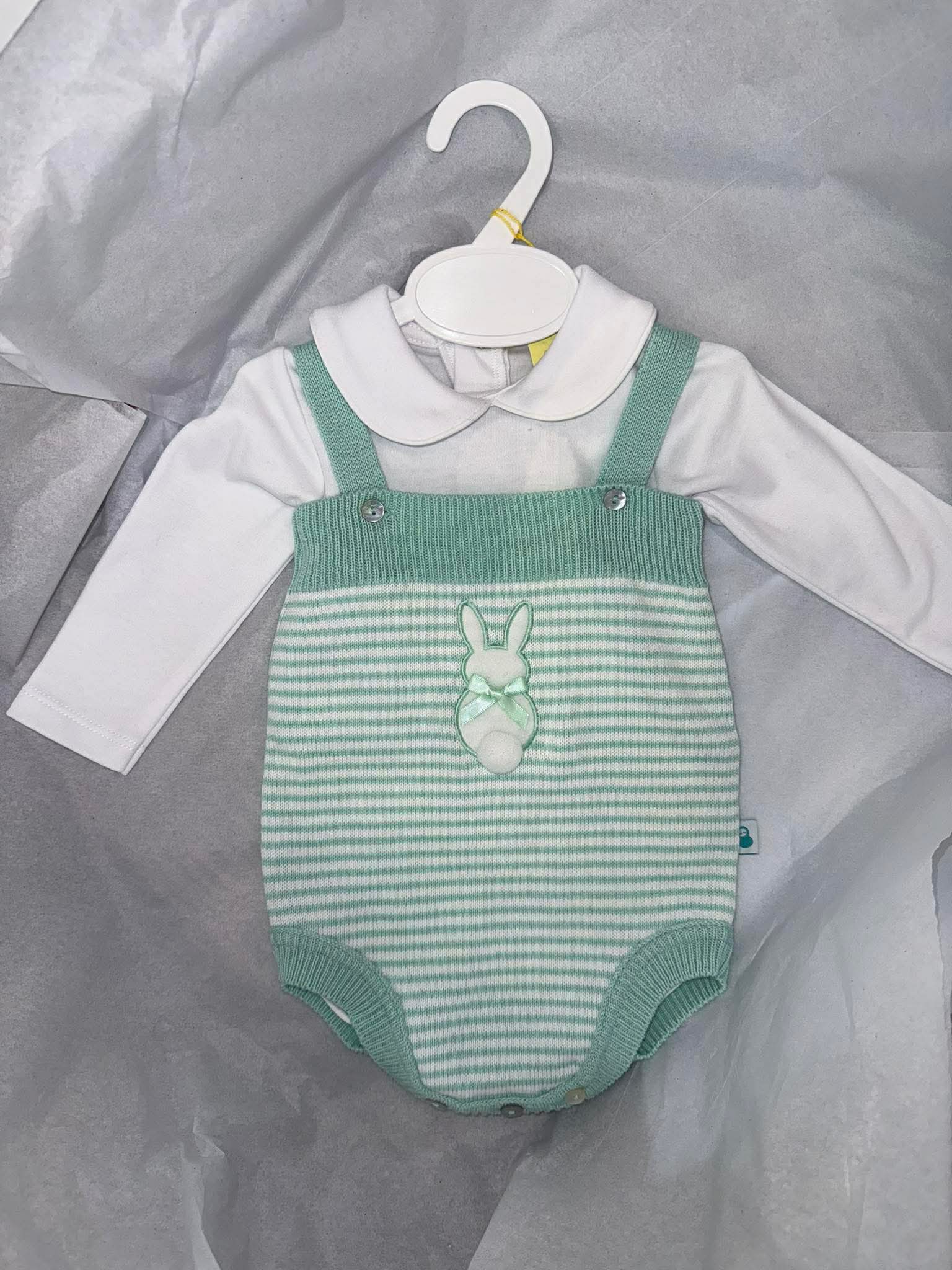 Mint green bunny romper