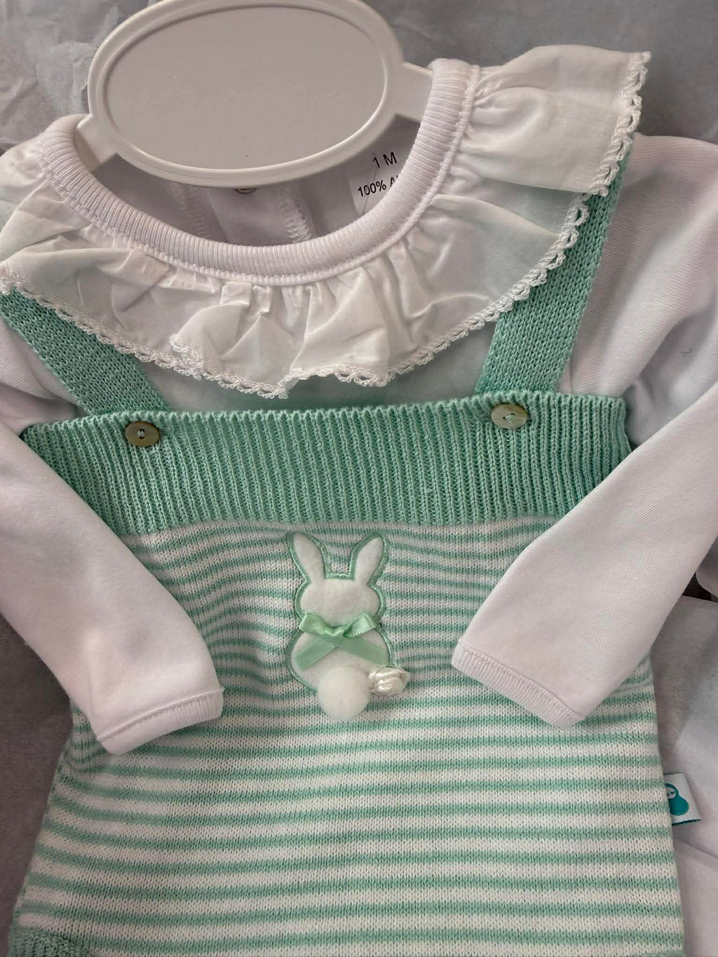 Girls Mint green bunny romper