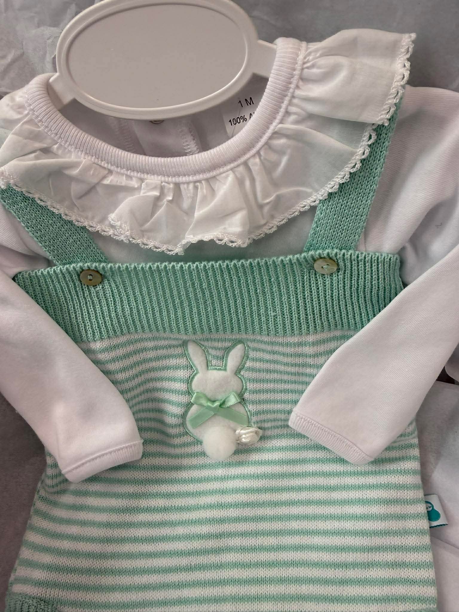 Girls Mint green bunny romper