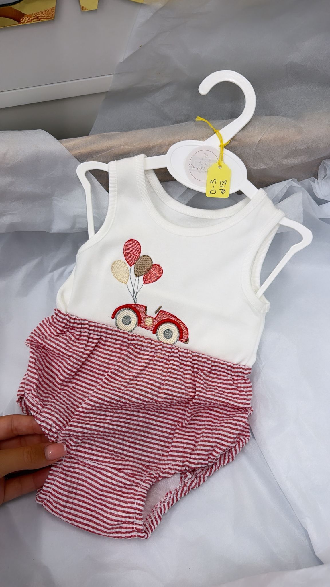 Red car with balloon pant set