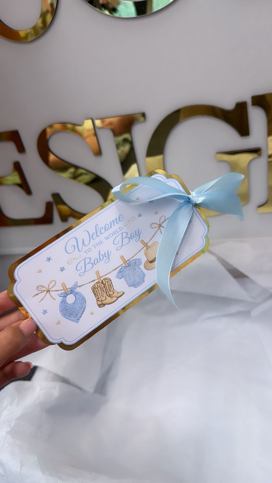 NEW - little Cowboy arrival tag (boy)