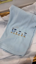 Blue baby train blanket