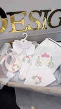 Princess carriage babygrow, bib, comforter and blanket set