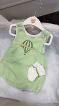 Mint hot air balloon romper with socks