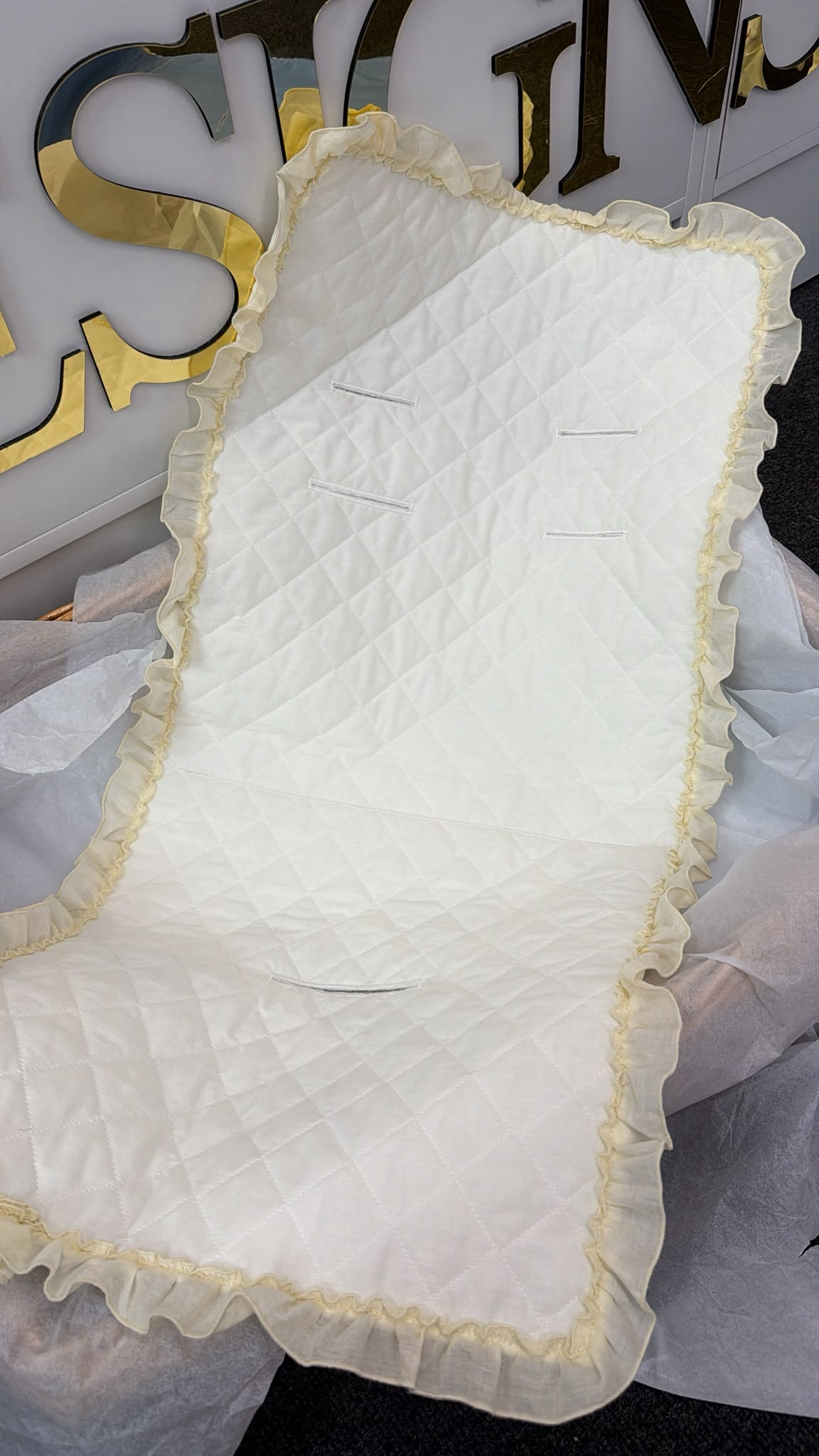 Personalised Pram Liner (cream with cream trim)