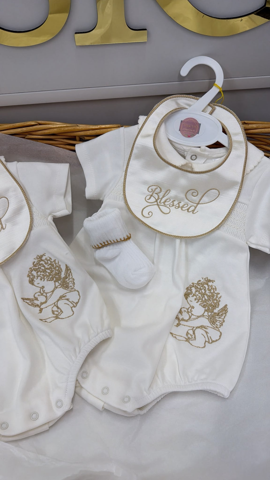 Blessed romper with bib and socks