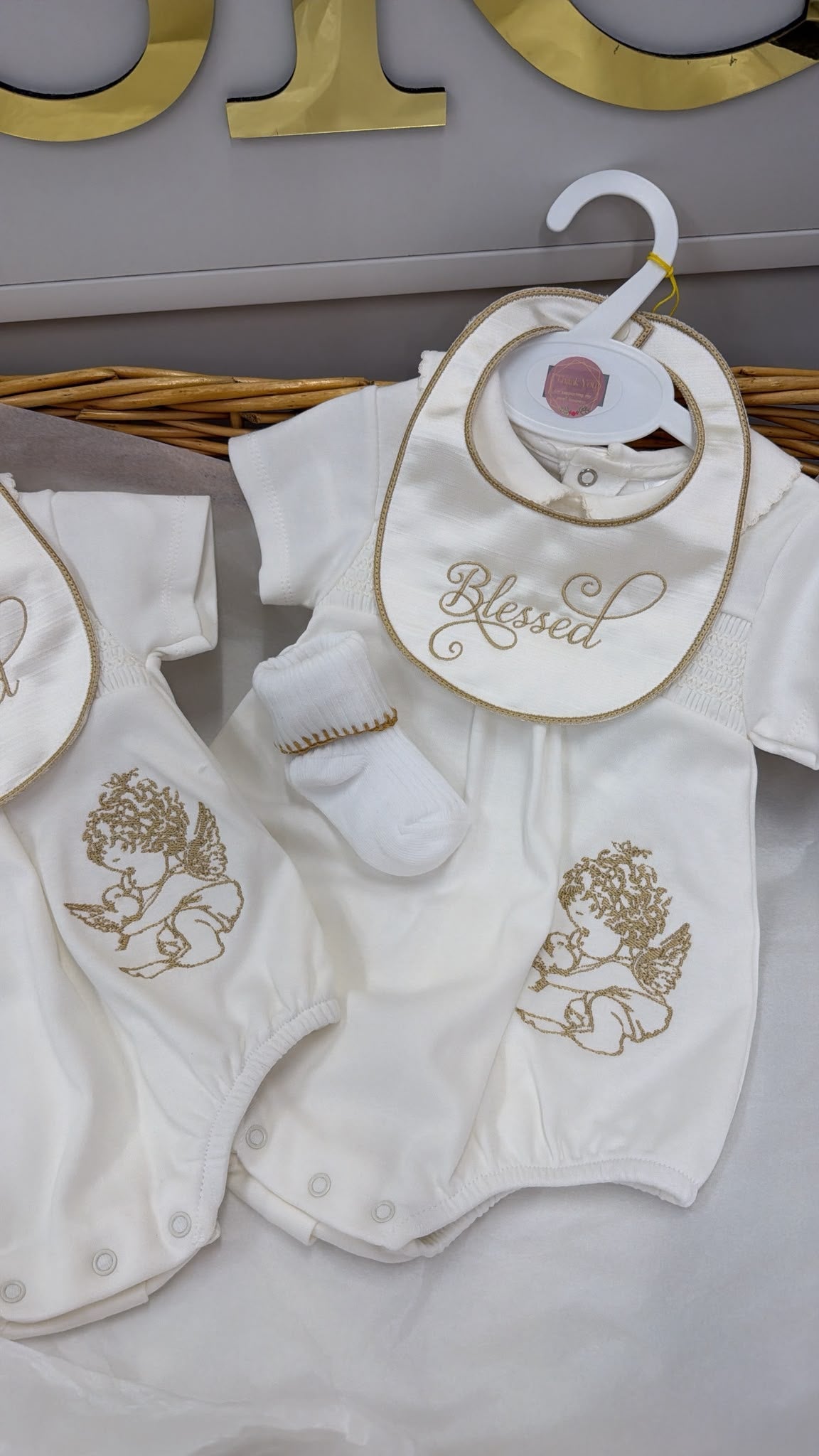 Blessed romper with bib and socks