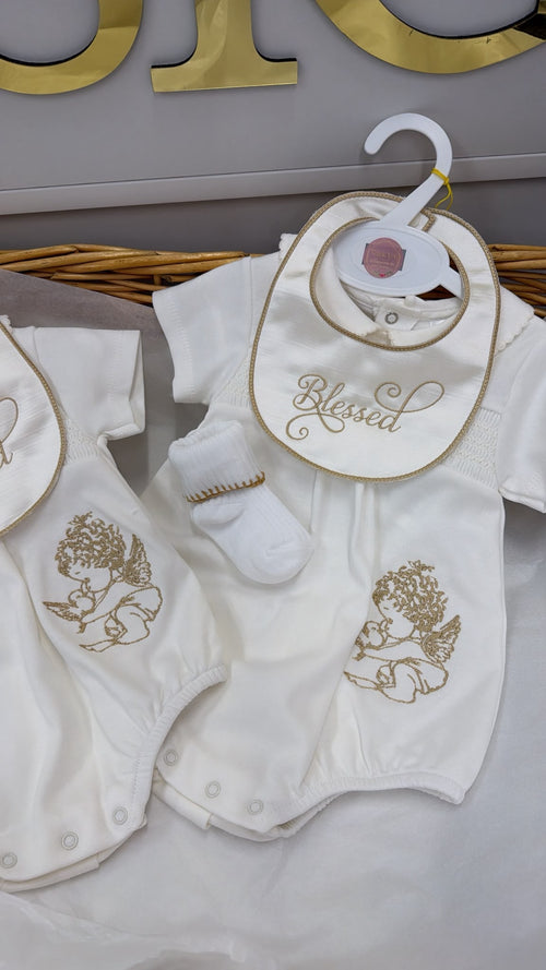 Blessed romper with bib and socks