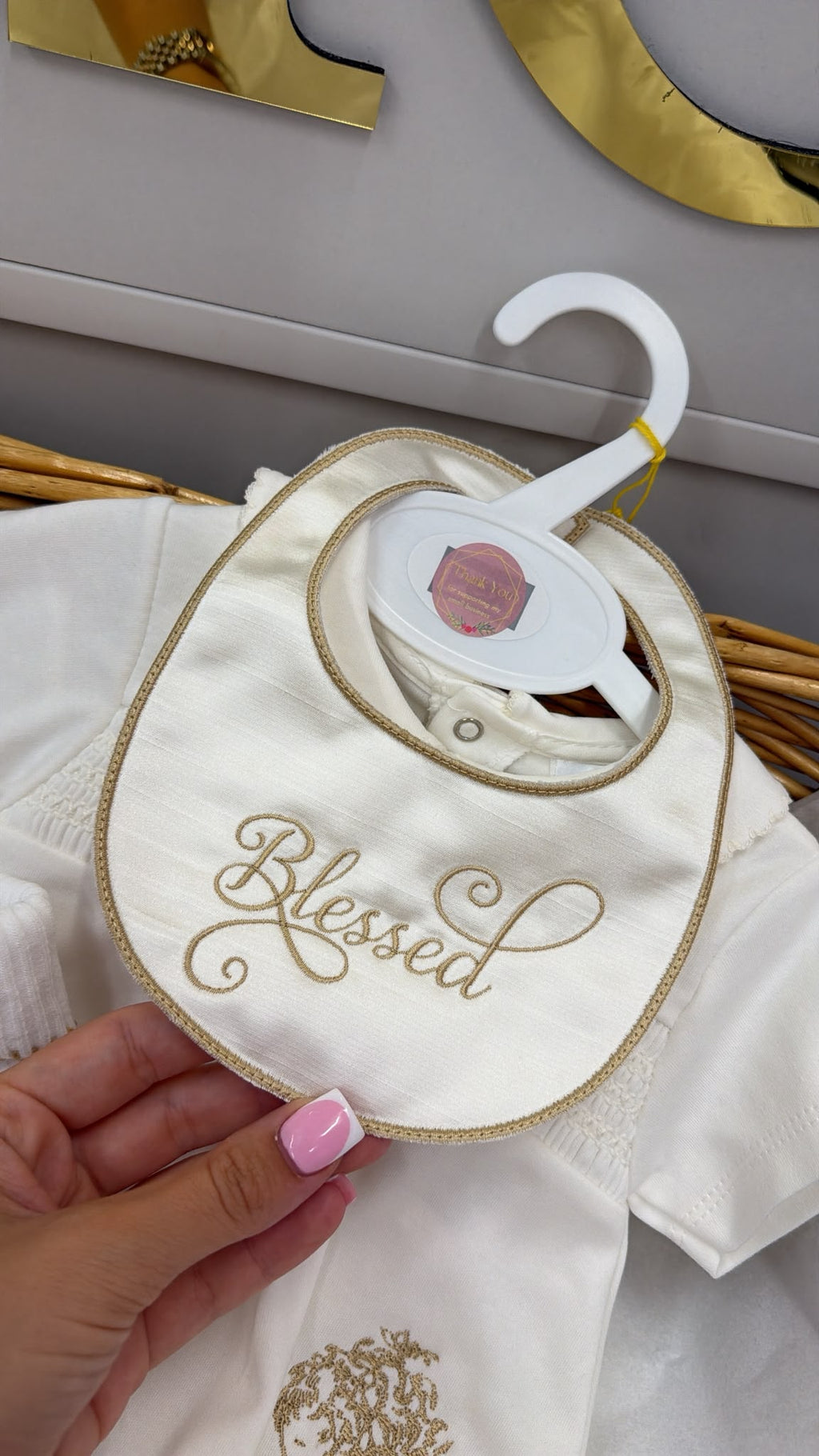 Blessed romper with bib and socks