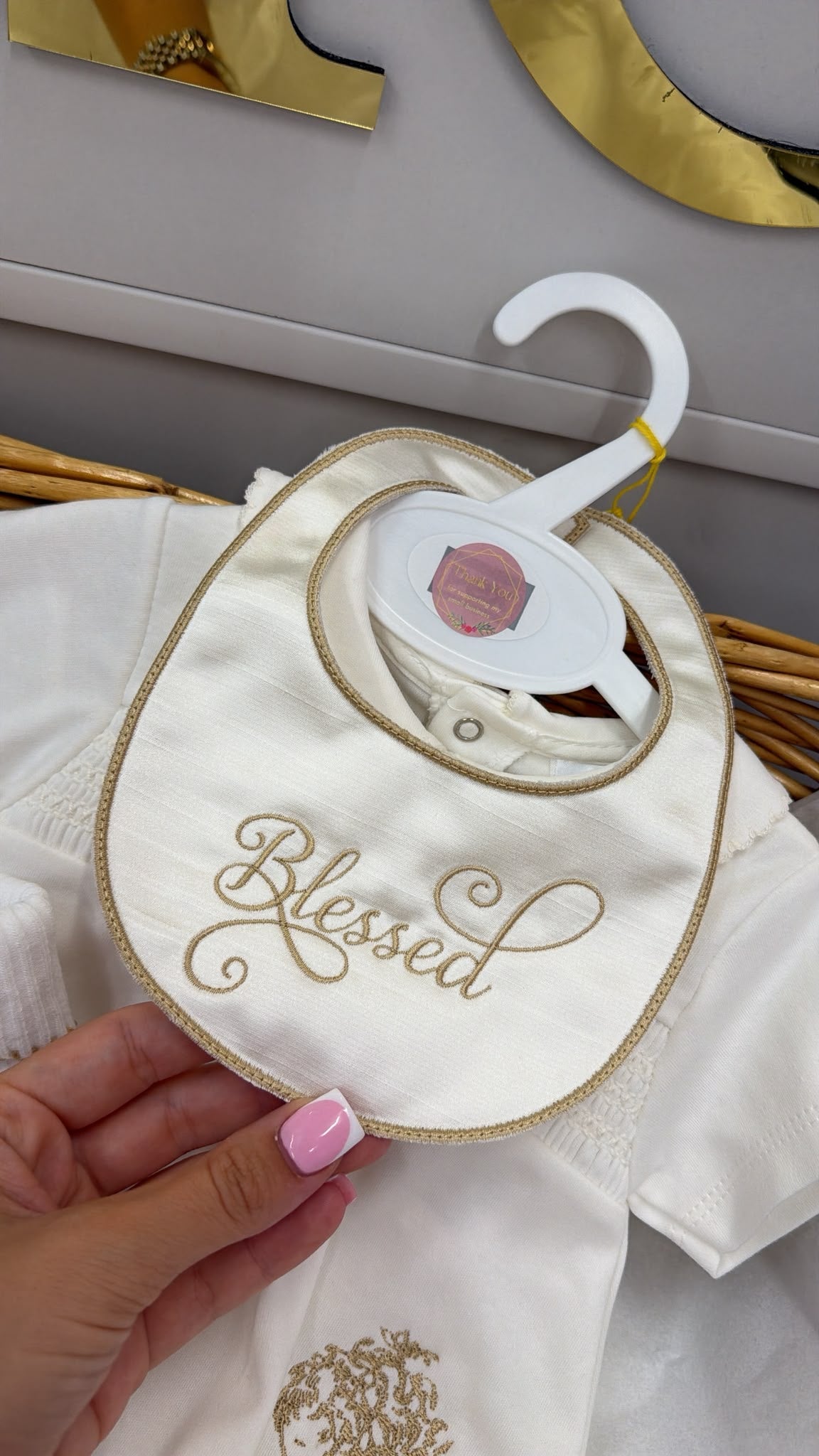 Blessed romper with bib and socks