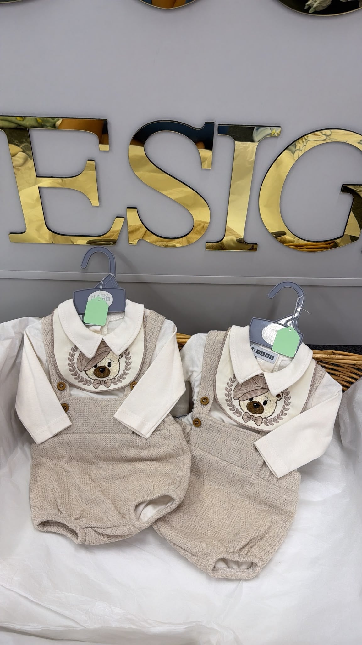 Peaky blinders set fawn dungarees and shirt and bib