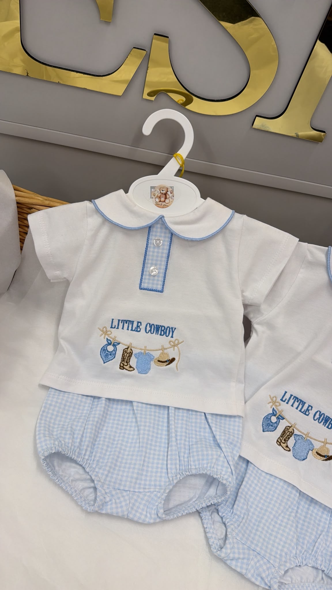 Little cowboy gingham pant and top set