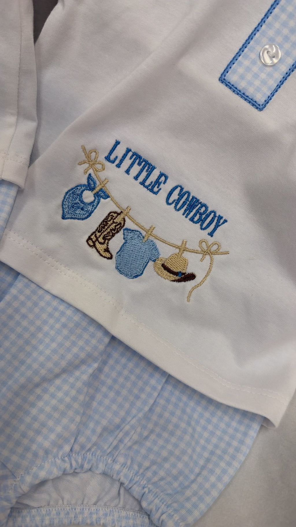 Little cowboy gingham pant and top set