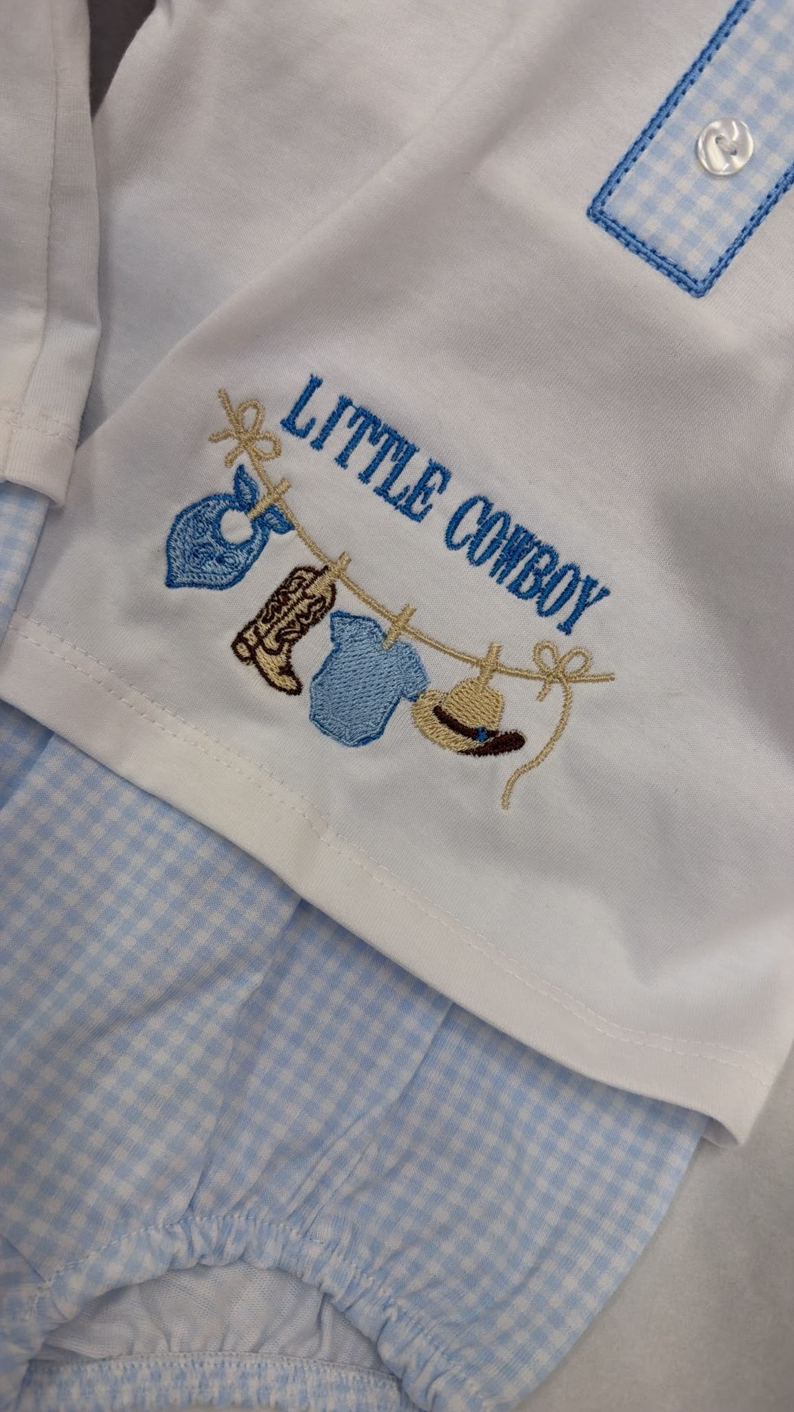 Little cowboy gingham pant and top set
