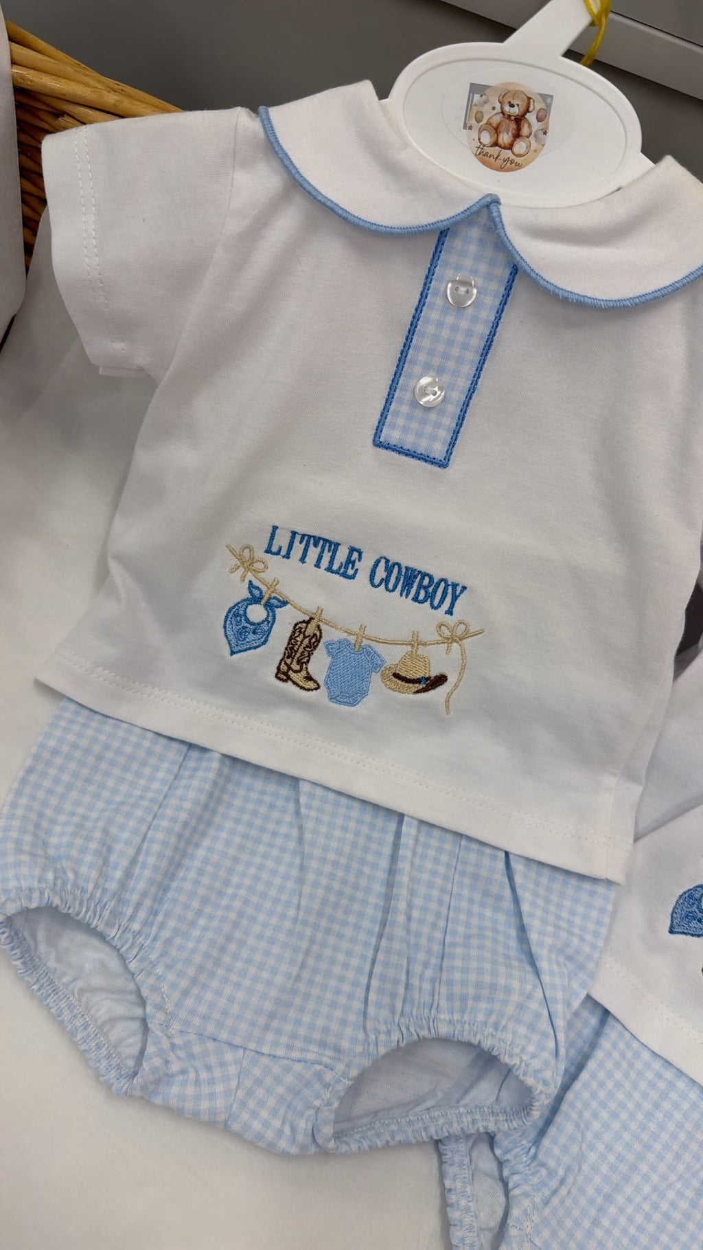 Little cowboy gingham pant and top set