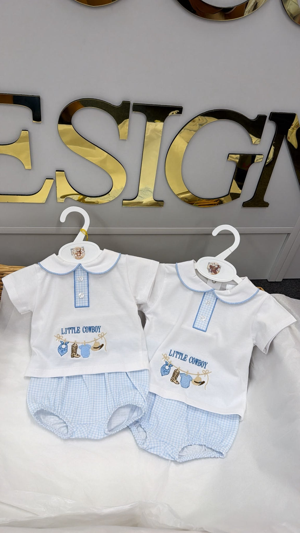 Little cowboy gingham pant and top set