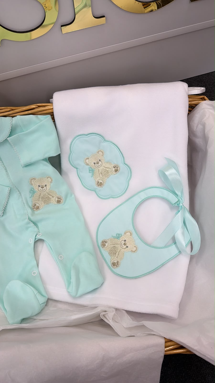 Mint bear blanket