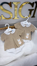 Beige bunny pant and top set