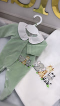 Safari sage velour babygrow (blanket sold separately)