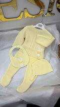 Lemon Bunny knit trouser set with bib