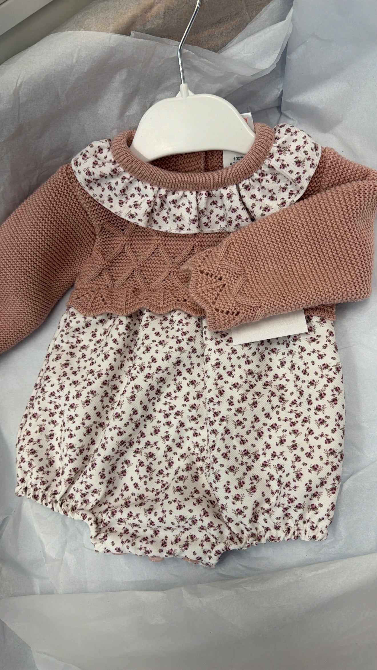 Ditsy print knit romper