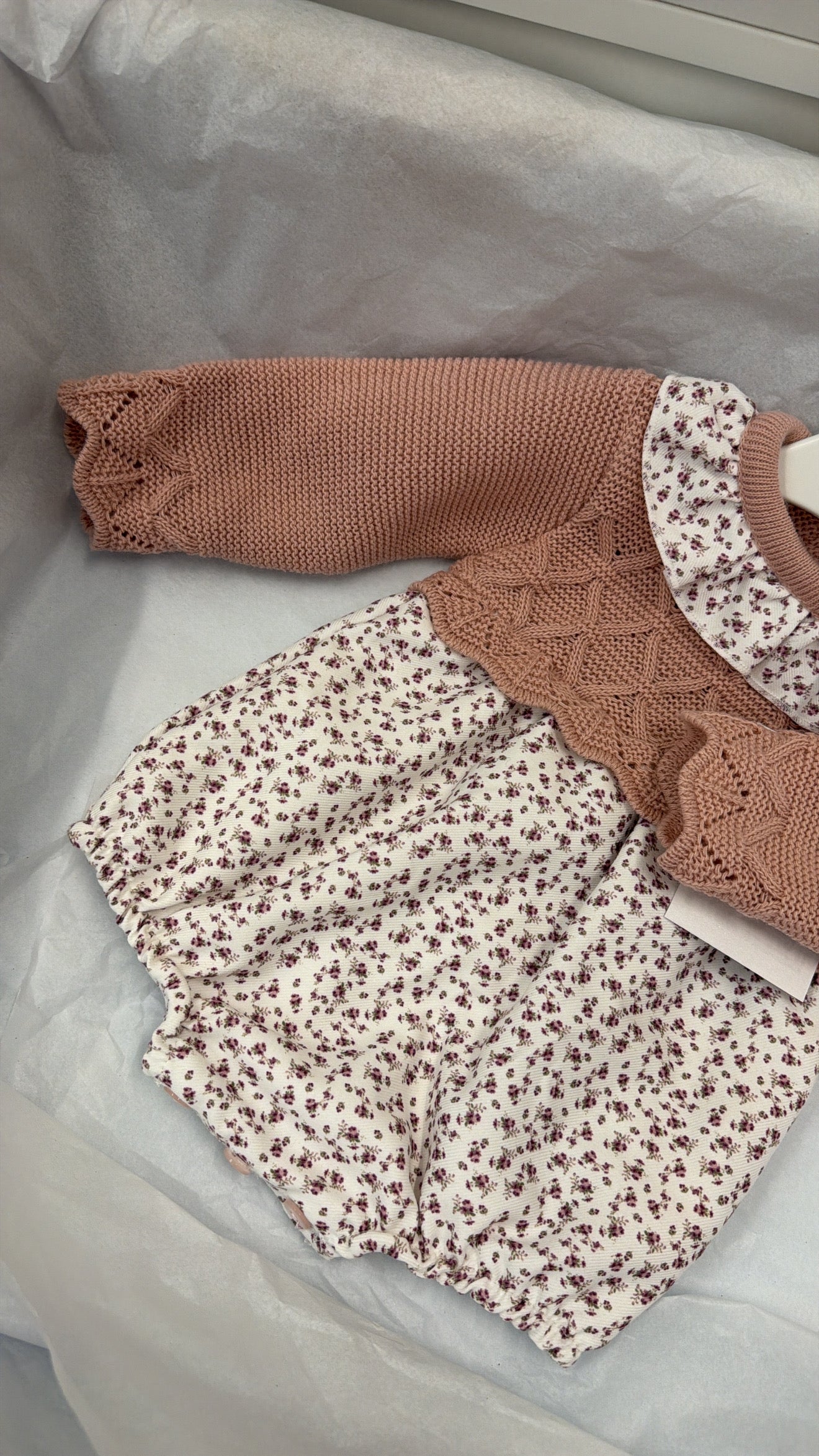 Ditsy print knit romper