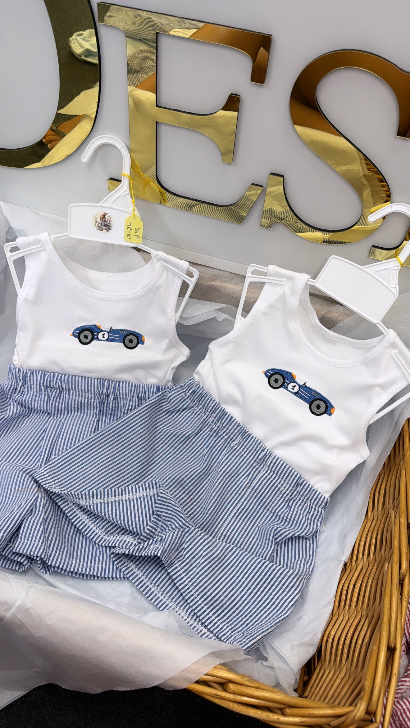 Blue racing car short&vest