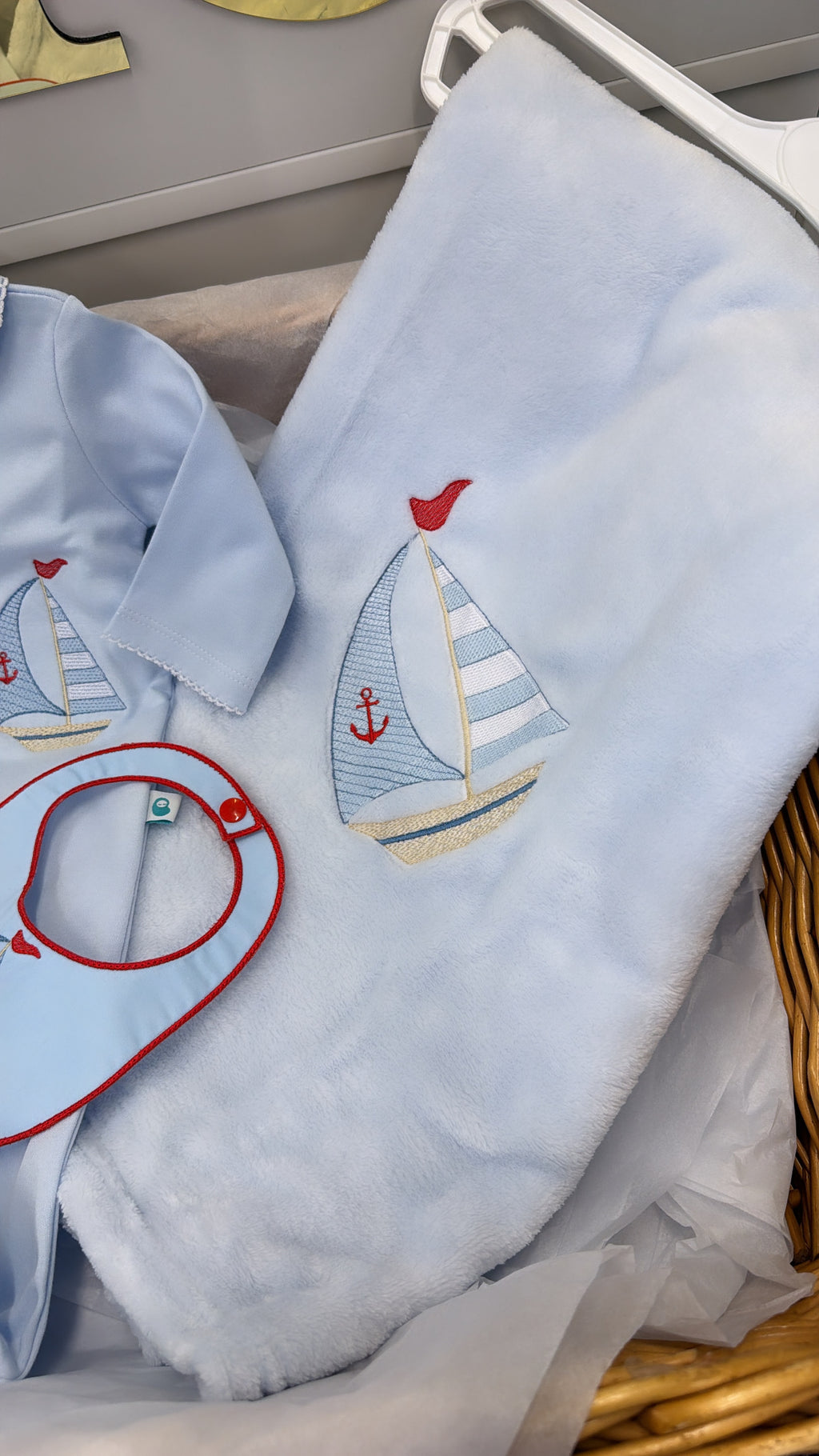 Sailboat babygrow&blanket set