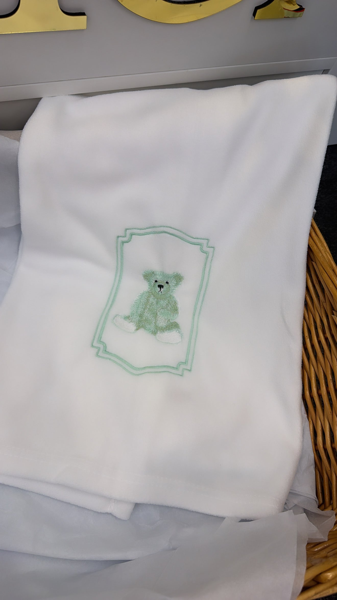 Mint green bear blanket