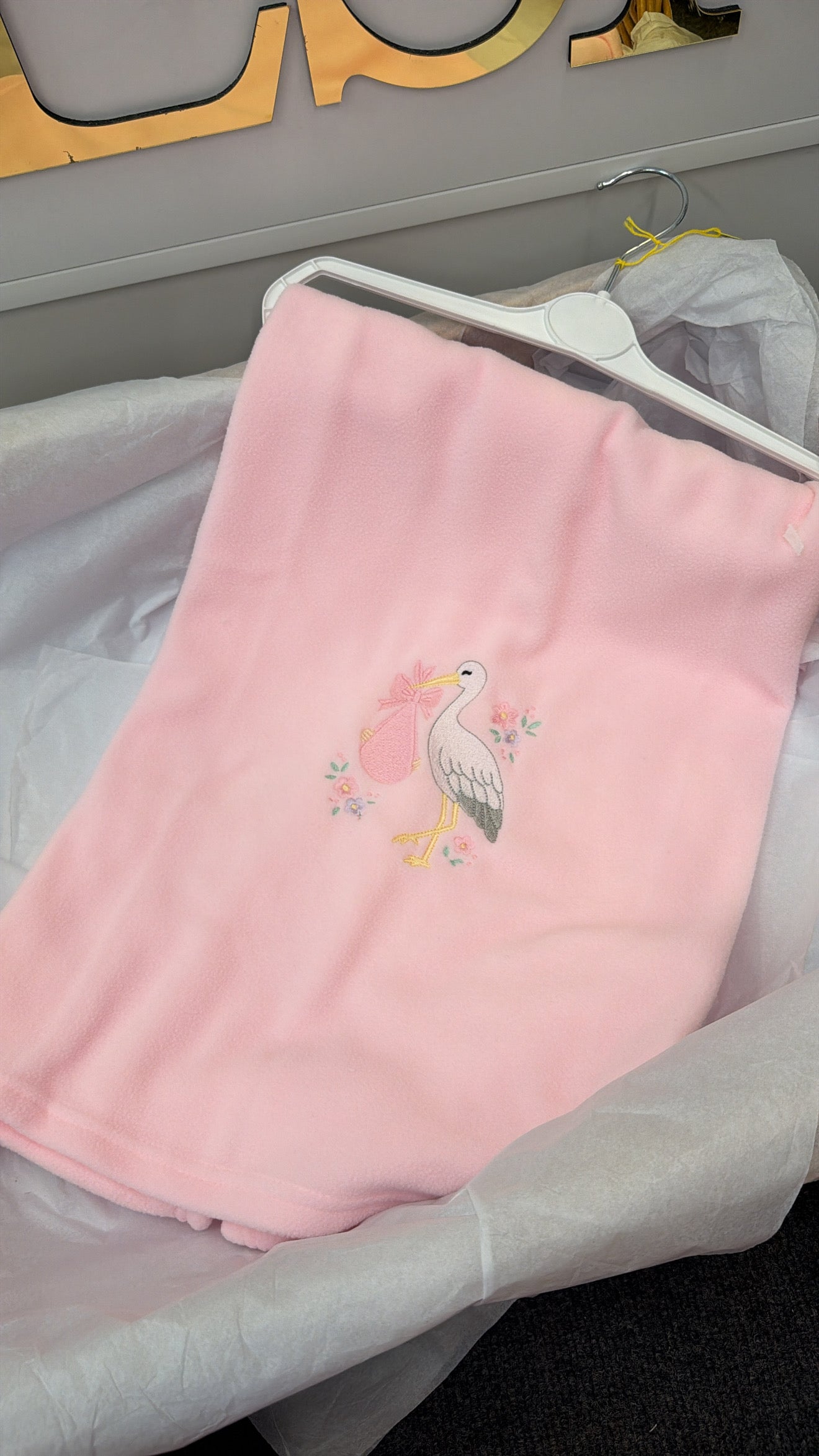 Pink stork blanket