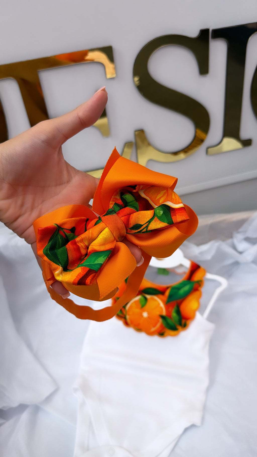 Orange vest bow and bib