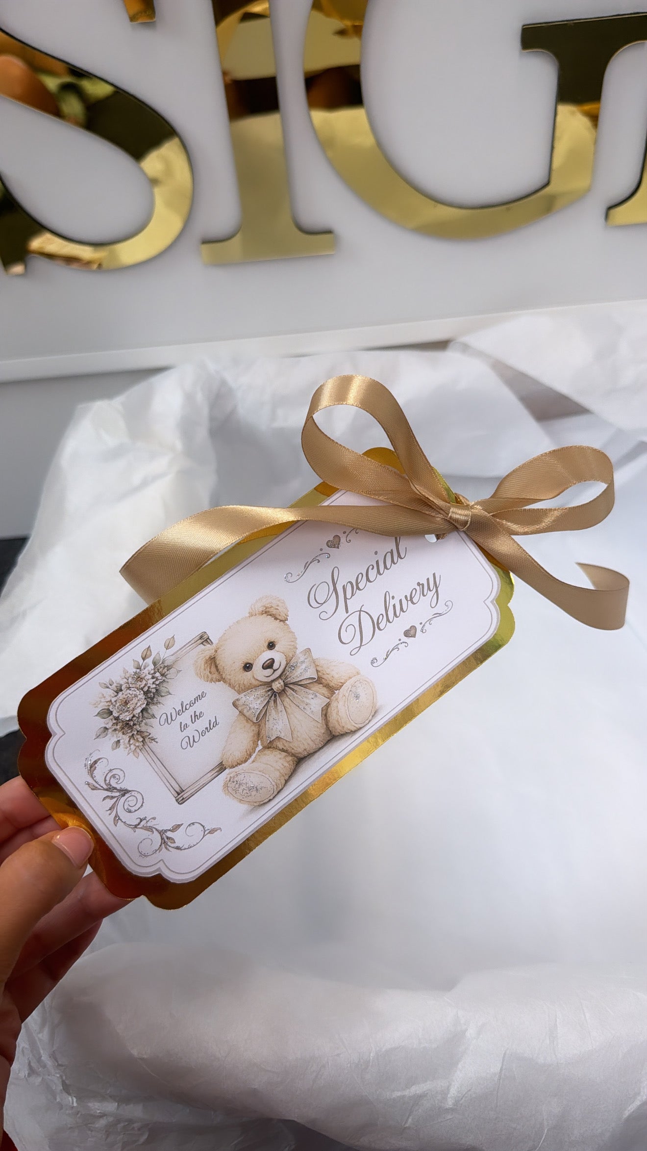 NEW - Beige bear arrival tag (unisex)