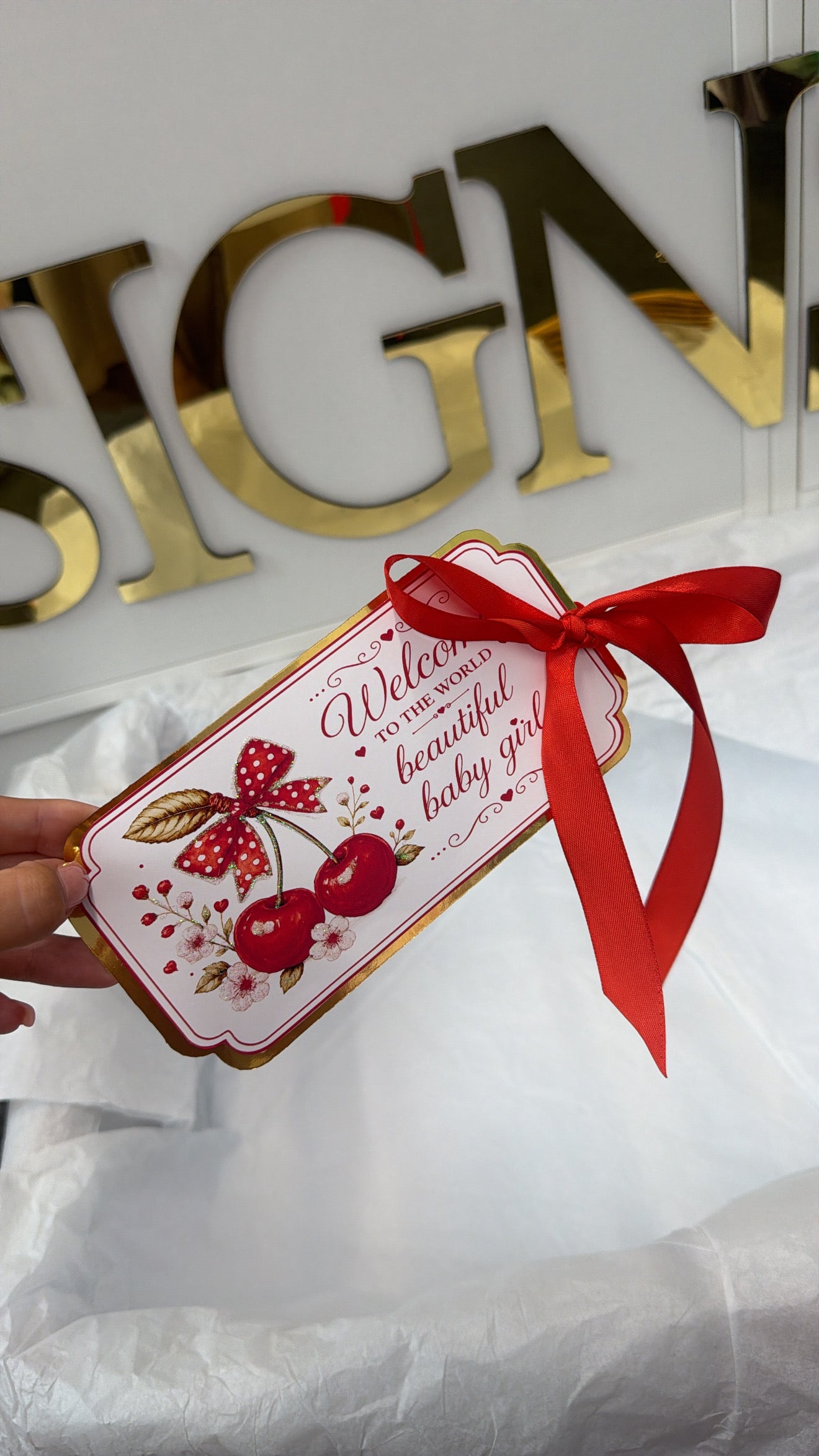 NEW - Cherry arrival tag (girl)