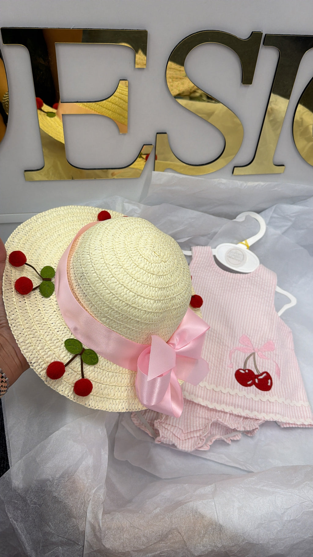 Pink cherry hat